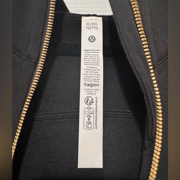 Auth. ✅ Lululemon Oversized Full Zip Scuba in “Black/Gold” Size XL/XXL 🖤💛 - Picture 4 of 11